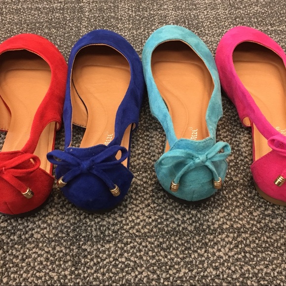 Nature Br Red Fx Suede Open Side Ballerina Flats - Picture 6 of 8